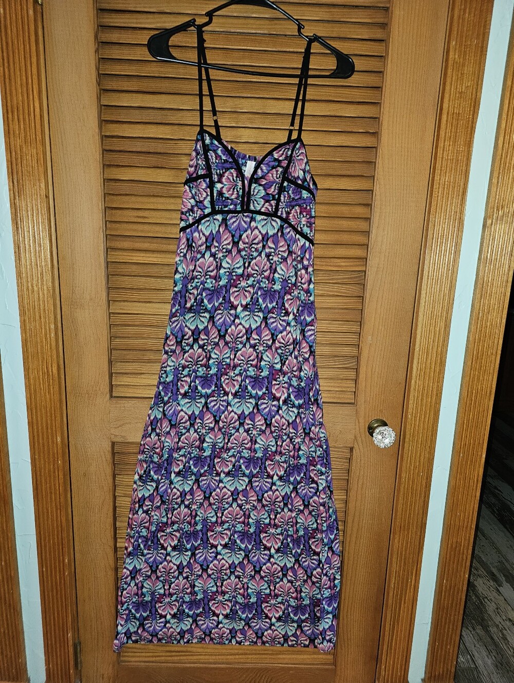 Xhilaration Pink and Purple Strappy Floral Maxi Dress